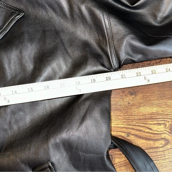 Beulah Style Jacket Womens Small Black Faux Leather Long Trench Coat - Picture 5 of 7